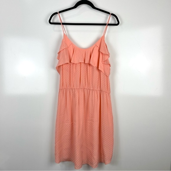 Rebecca Taylor Dresses & Skirts - Rebecca Taylor Coral Polka Dot Ruffle Mini Slip Dress 100% Silk Women's Size 12